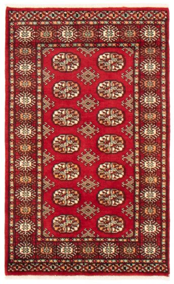Bordered  Tribal Red Area rug 3x5 Pakistani Hand-knotted 361505