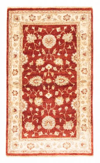 Bordered  Traditional Red Area rug 3x5 Afghan Hand-knotted 380044