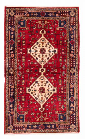 Bordered  Traditional Red Area rug 5x8 Persian Hand-knotted 383892