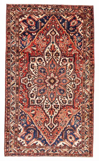 Bordered  Vintage/Distressed Red Area rug 5x8 Persian Hand-knotted 385026