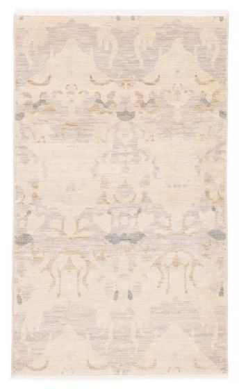 Modern  Transitional Yellow Area rug 3x5 Indian Hand-knotted 386921
