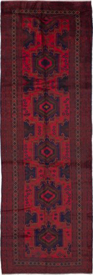 Geometric  Traditional Red Runner rug 15-ft-runner Afghan Hand-knotted 226771