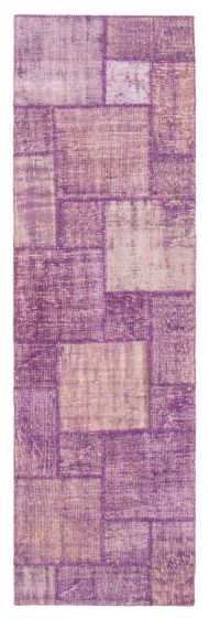 Transitional Purple Area rug Unique Turkish Hand-knotted 369307
