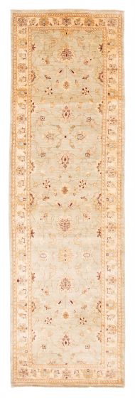 Bordered  Traditional Green Runner rug 12-ft-runner Pakistani Hand-knotted 379391