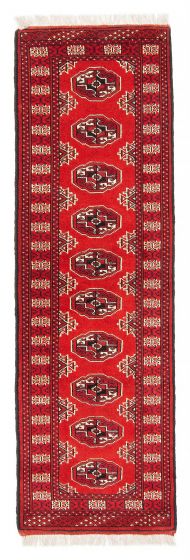 Bordered  Tribal Red Runner rug 6-ft-runner Persian Hand-knotted 382578