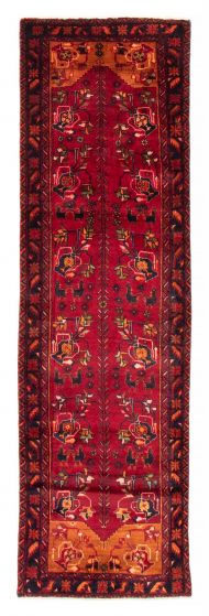 Bordered  Tribal Red Runner rug 8-ft-runner Afghan Hand-knotted 384755