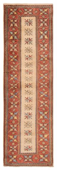 Traditional  Transitional Ivory Runner rug 9-ft-runner Turkish Hand-knotted 391598