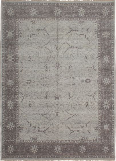 Floral  Traditional Grey Area rug 9x12 Indian Hand-knotted 241203