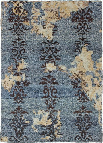Casual  Contemporary Blue Area rug 3x5 Indian Hand-knotted 271800