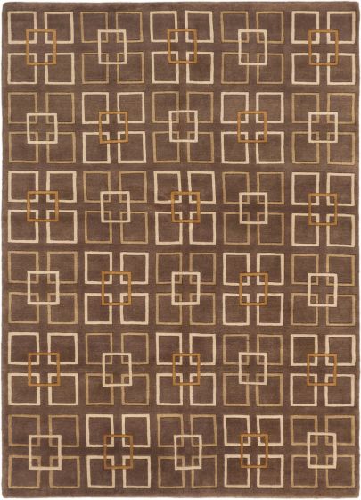 Carved  Transitional Brown Area rug 5x8 Nepal Hand-knotted 281774