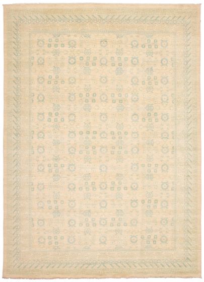 Bordered  Transitional Yellow Area rug 10x14 Pakistani Hand-knotted 339125