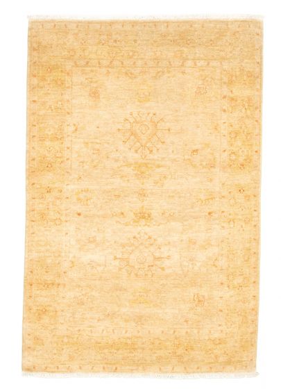 Bordered  Transitional Ivory Area rug 3x5 Pakistani Hand-knotted 341395