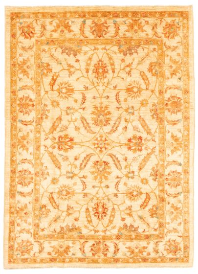 Bordered  Traditional Ivory Area rug 5x8 Afghan Hand-knotted 346614