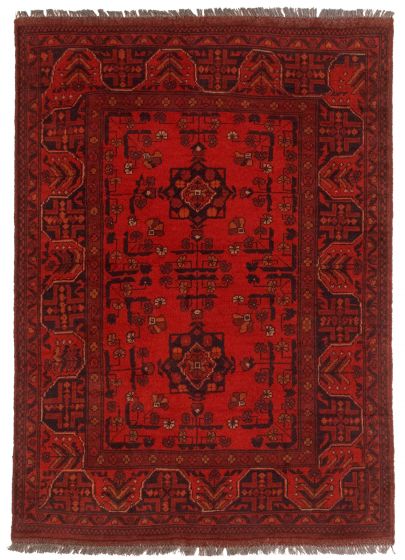 Bordered  Traditional Red Area rug 3x5 Afghan Hand-knotted 347930