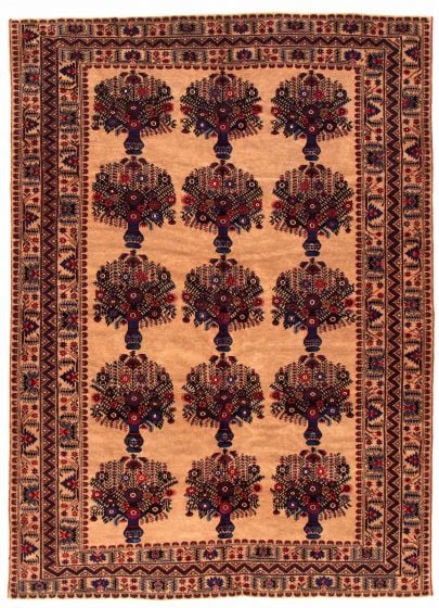 Bordered  Tribal Brown Area rug 6x9 Afghan Hand-knotted 348526