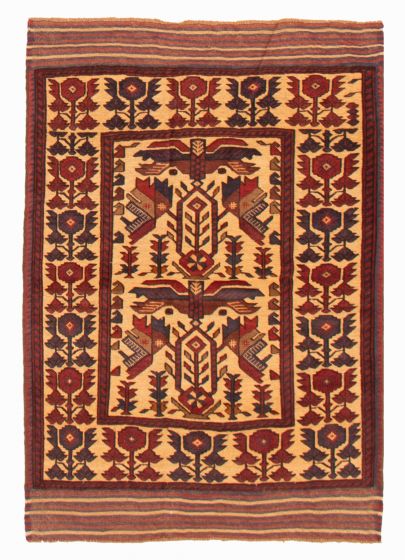 Bordered  Tribal Brown Area rug 3x5 Afghan Hand-knotted 365446