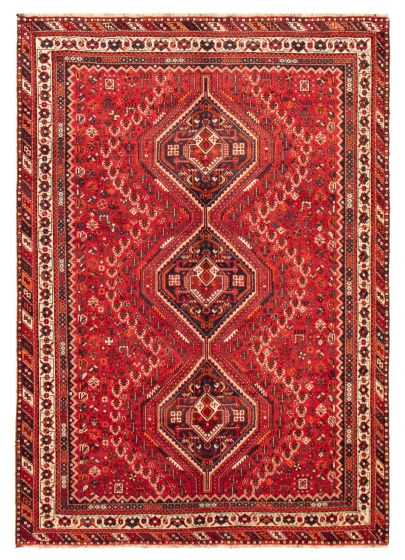 Bordered  Traditional Red Area rug 6x9 Turkish Hand-knotted 369161
