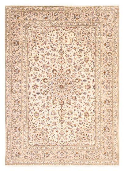 Bordered  Traditional Ivory Area rug 8x10 Persian Hand-knotted 373671