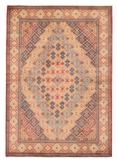 Bordered  Traditional Brown Area rug Unique Afghan Hand-knotted 376721