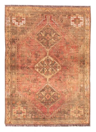 Bordered  Vintage/Distressed Red Area rug 3x5 Turkish Hand-knotted 377152