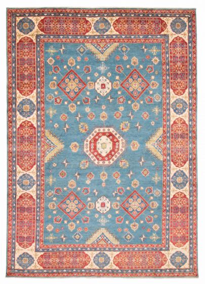 Bordered  Traditional Blue Area rug 9x12 Afghan Hand-knotted 377242