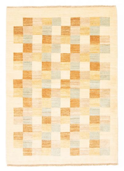 Transitional Ivory Area rug 3x5 Pakistani Hand-knotted 379666