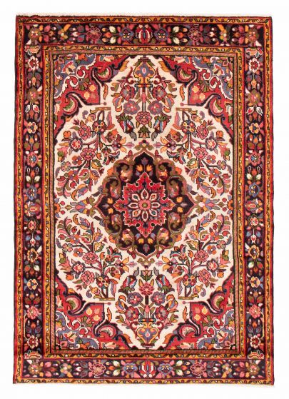 Bordered  Traditional Ivory Area rug 4x6 Persian Hand-knotted 380598