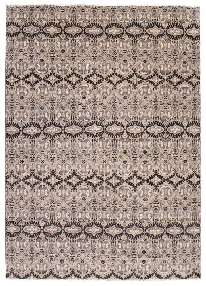 Transitional Grey Area rug 10x14 Indian Hand-knotted 388849