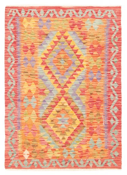 Flat-weaves & Kilims  Geometric Red Area rug 3x5 Turkish Flat-Weave 389457