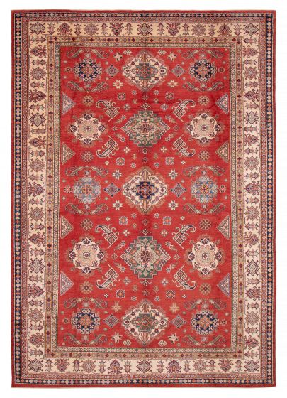 Bordered  Traditional Red Area rug 10x14 Afghan Hand-knotted 390627