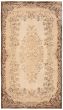 Bordered  Vintage Ivory Area rug 6x9 Turkish Hand-knotted 361193