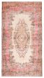 Bordered  Vintage Ivory Area rug 4x6 Turkish Hand-knotted 364208