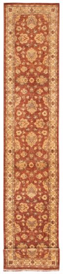 Bordered  Traditional Brown Runner rug 14-ft-runner Pakistani Hand-knotted 374837