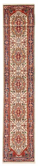 Bordered  Traditional Ivory Runner rug 14-ft-runner Indian Hand-knotted 386841