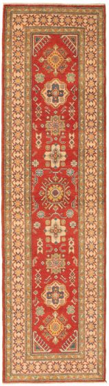 Bordered  Traditional Red Runner rug 10-ft-runner Afghan Hand-knotted 337187