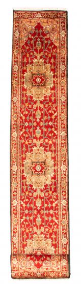 Bordered  Traditional Red Runner rug 22-ft-runner Indian Hand-knotted 344327