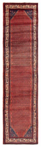 Bordered  Tribal Red Runner rug 13-ft-runner Indian Hand-knotted 390818