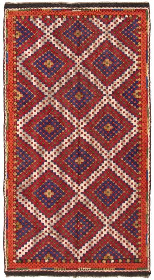 Flat-weaves & Kilims  Geometric Red Area rug Unique Turkish Flat-Weave 369857