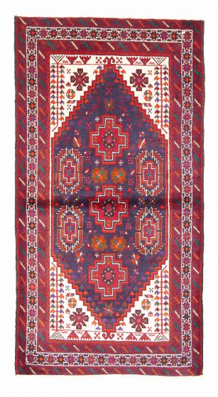Bordered  Tribal Blue Area rug 3x5 Persian Hand-knotted 381700