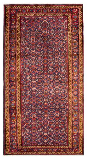 Bordered  Tribal Blue Area rug 4x6 Turkish Hand-knotted 389366