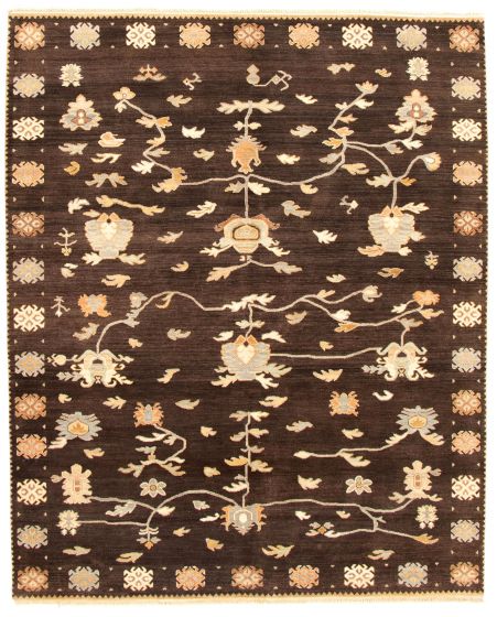 Floral  Transitional Brown Area rug 6x9 Indian Hand-knotted 335425