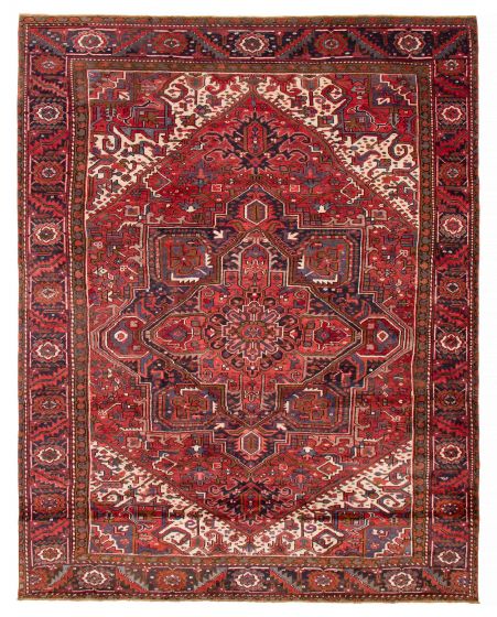 Geometric  Traditional Red Area rug 9x12 Turkish Hand-knotted 391365