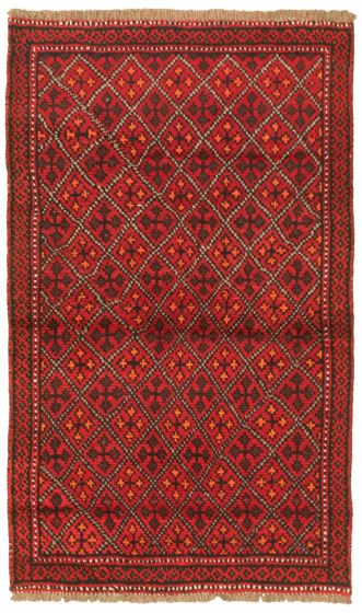 Bordered  Tribal Red Area rug 3x5 Afghan Hand-knotted 332775