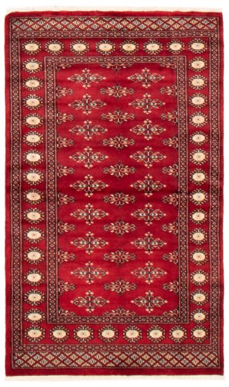 Bordered  Tribal Red Area rug 3x5 Pakistani Hand-knotted 359372