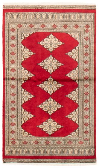Bordered  Tribal Red Area rug 3x5 Pakistani Hand-knotted 359379