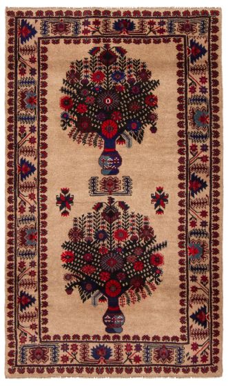 Bordered  Tribal Brown Area rug 3x5 Afghan Hand-knotted 372632