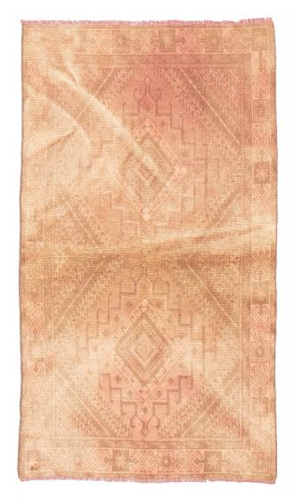 Bordered  Vintage/Distressed Brown Area rug 3x5 Turkish Hand-knotted 378070