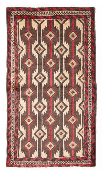 Bordered  Traditional Brown Area rug 3x5 Afghan Hand-knotted 380247