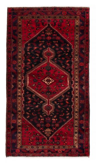 Bordered  Traditional Black Area rug 4x6 Turkish Hand-knotted 380458