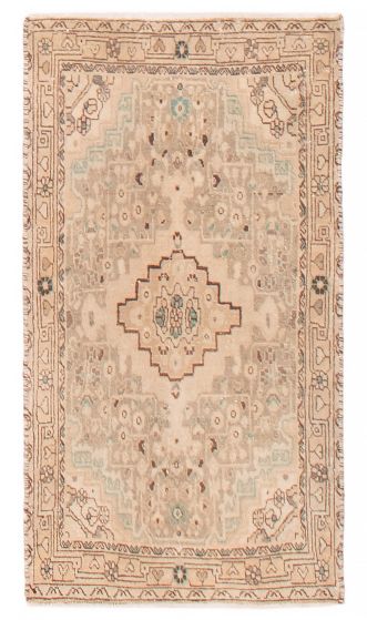 Vintage Ivory Area rug Unique Turkish Hand-knotted 392083